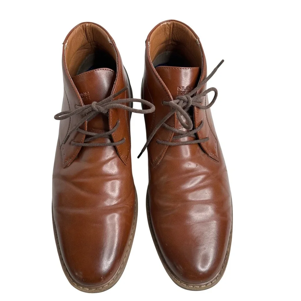 Nunn Bush Men's 9M Brown‎ Leather preppy Chukka Boots Lace Up Dress Casual Shoes